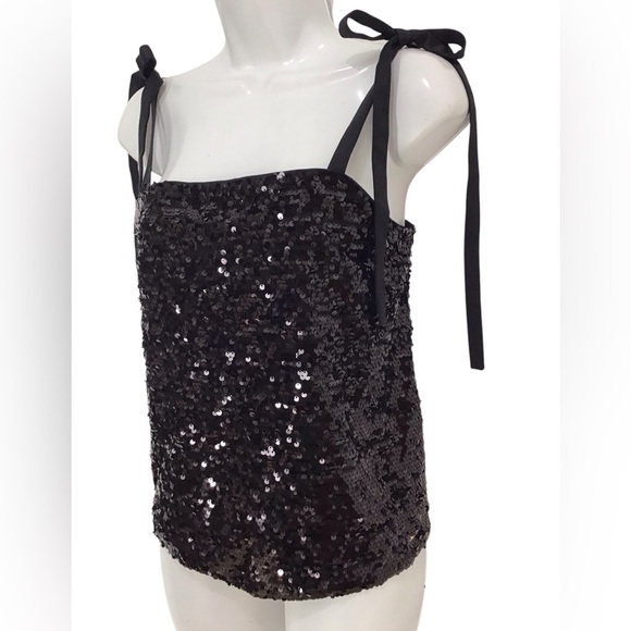 A/X Armani Exchange Black Sequin Sleeveless Blouse Size Small - Picture 3 of 7